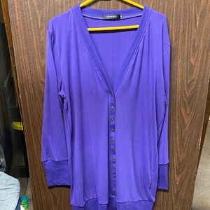 Ming Wang Elegant Purple Button Down Shirt